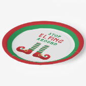 Stopp Elfing Around Funny Christmas Sprichwort Pappteller (Schrägansicht)