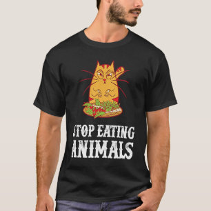 Stopp Essen Tiere Vegan Vegetarian I Liebe Veggie T-Shirt