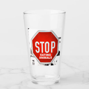 Stopp Essen Tiere Vegetarier Vegan Glas