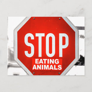 Stopp Essen Tiere Vegetarier Vegan Postkarte