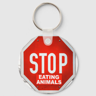 Stopp Essen Tiere Vegetarier Vegan Schlüsselanhänger