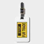 Stopp Femtrade Zeichen gelb Gepäckanhänger (Vorderseite vertikal)