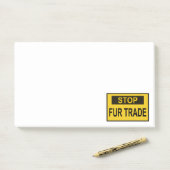 Stopp Femtrade Zeichen gelb Post-it Klebezettel (Auf Schreibtisch)