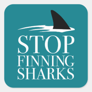 STOPP FINNING SHARKS QUADRATISCHER AUFKLEBER