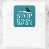 STOPP FINNING SHARKS QUADRATISCHER AUFKLEBER (Tasche)