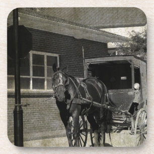Stopp für einen Zauber, Amish Pferd am Stoppschild Getränkeuntersetzer