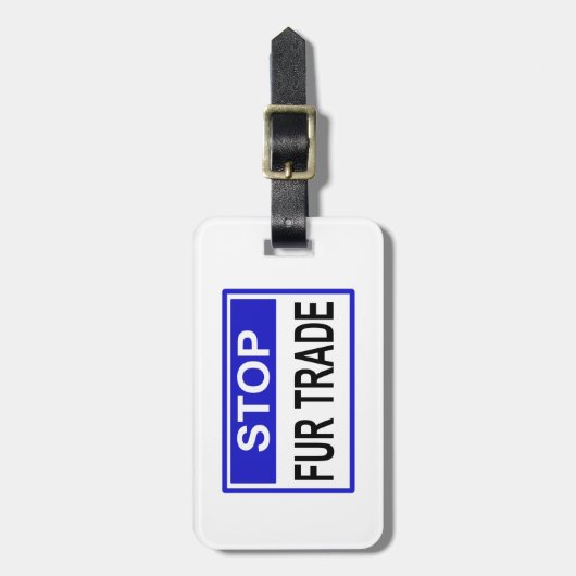 Stopp Fur Trade Blue Schild Gepäckanhänger (Vorderseite vertikal)