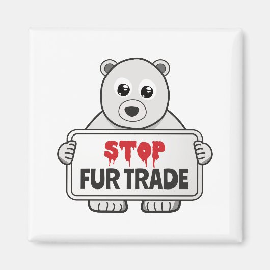 Stopp Fur Trade Sad Polar Bär Magnet (Vorne)