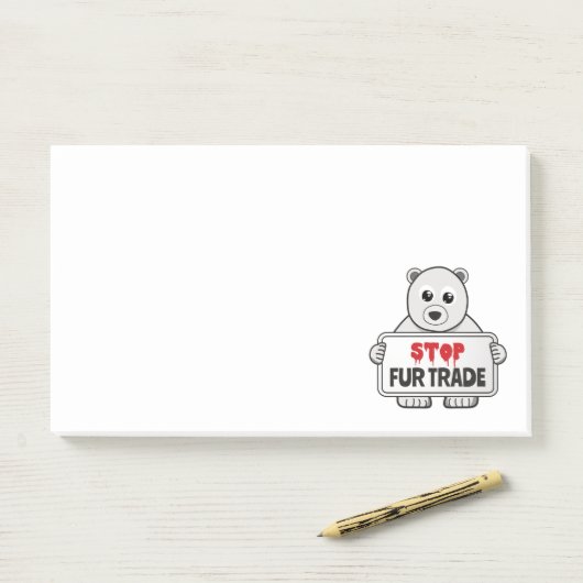 Stopp Fur Trade Sad Polar Bär Post-it Klebezettel (Auf Schreibtisch)