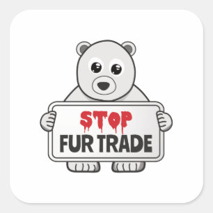 Stopp Fur Trade Sad Polar Bär Quadratischer Aufkleber