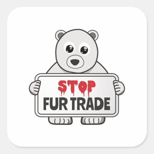 Stopp Fur Trade Sad Polar Bär Quadratischer Aufkleber (Vorderseite)
