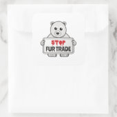 Stopp Fur Trade Sad Polar Bär Quadratischer Aufkleber (Tasche)