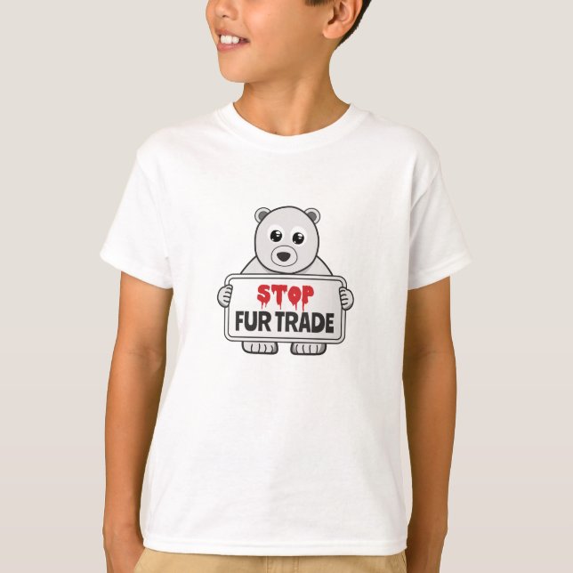 Stopp Fur Trade Sad Polar Bär T-Shirt (Vorderseite)