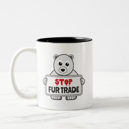 Stopp Fur Trade Sad Polar Bär Zweifarbige Tasse (Links)