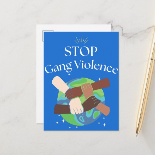 Stopp Gang Gewalt Hands verstrickt Ankündigungspostkarte (Vorderseite/Rückseite Beispiel)