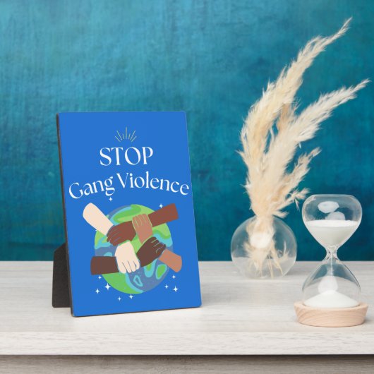 Stopp Gang Gewalt Hands verstrickt Fotoplatte (Seite)