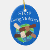 Stopp Gang Gewalt Hands verstrickt Keramik Ornament (Hinten)