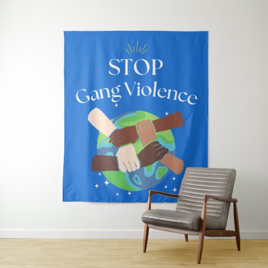 Stopp Gang Gewalt Hands verstrickt Wandteppich (Beispiel)