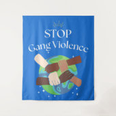 Stopp Gang Gewalt Hands verstrickt Wandteppich (Vorderseite)