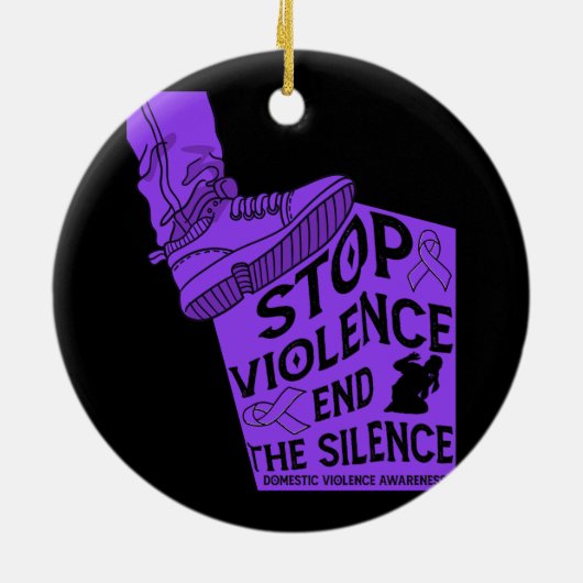 Stopp Gewalt gegen Schweigen Domestic Gewalt AW Keramik Ornament (Hinten)