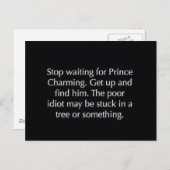 STOPP GEWARTET FÜR PRINCE CHARMING LUSTIGE SPRÜCHE POSTKARTE (Vorne/Hinten)