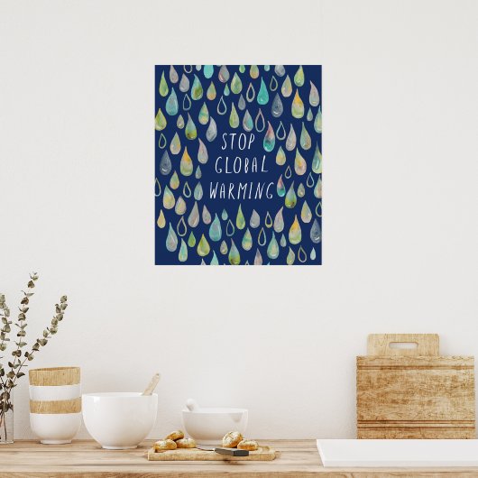 STOPP GLOBAL WARMING Gerettet Earth Poster (Küche)
