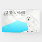 Stopp Global Warming Polar Bear and Cube Banner (Horizontal)