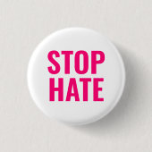 Stopp Hass, Hot Pink Fuchsia Weiße Button-Taste Button (Vorderseite)