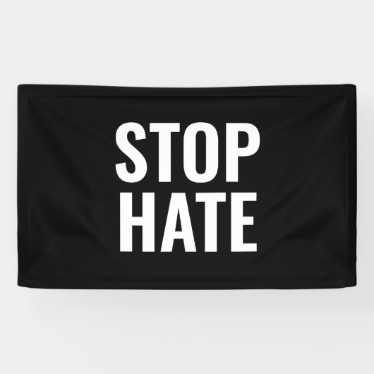 Stopp Hass Schwarz-Weiß Banner (Horizontal)