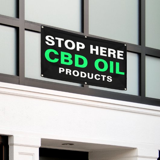 Stopp hier für CBD Öl kühne grüne schwarze Unterne Banner (Äußeres Gebäude)