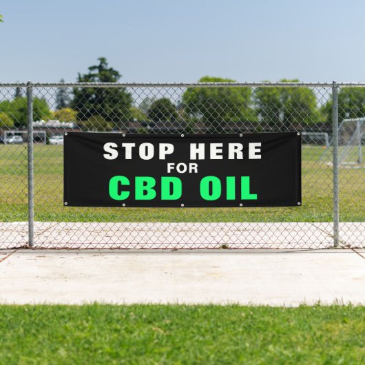 Stopp hier für CBD Öl kühne schwarze grüne Unterne Banner (Insitu)