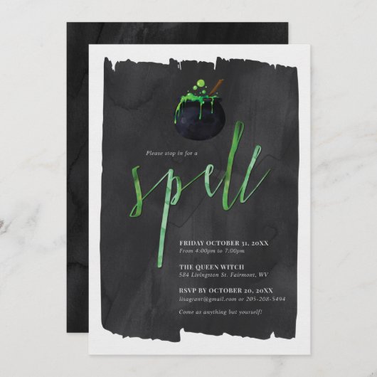 Stopp in für ein Zauber-Halloween-Party Einladung (Vorne/Hinten)