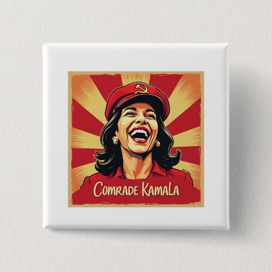 Stopp Kamunism Harris Walz 2024 Comrade Kamala Button (Vorderseite)