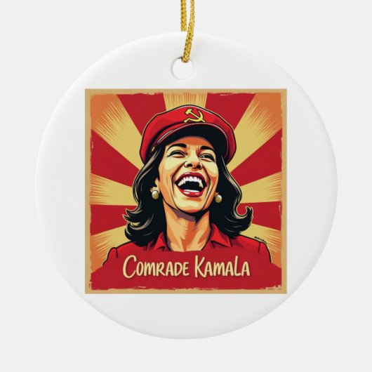 Stopp Kamunism Harris Walz 2024 Comrade Kamala Keramik Ornament (Vorne)