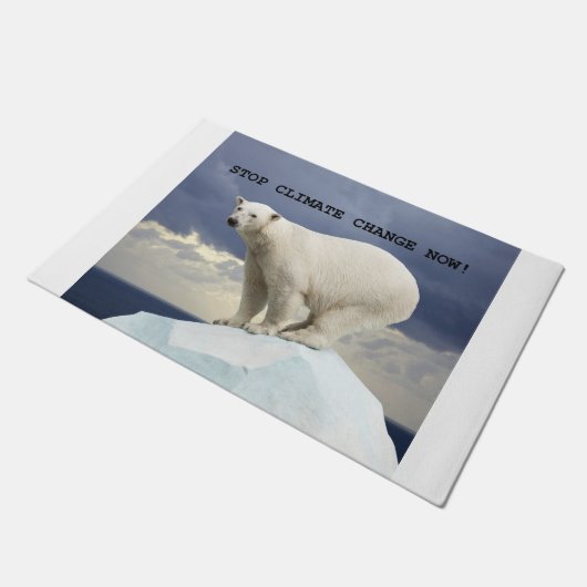 STOPP KLIMAWANDEL JETZT! Polar Bear Fußmatte (Schrägansicht)