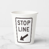 Stopp-Linien-Straßenschild Pappbecher (Vorderseite)