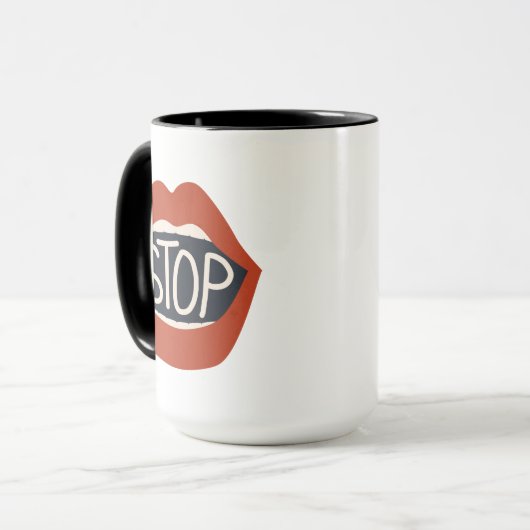 Stopp Lippen Tasse (Vorderseite Links)