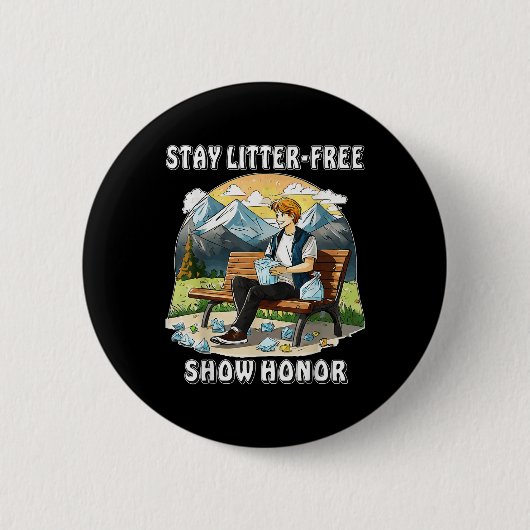 Stopp Littering Nature Protection Umwelt Pro Button (Vorderseite)