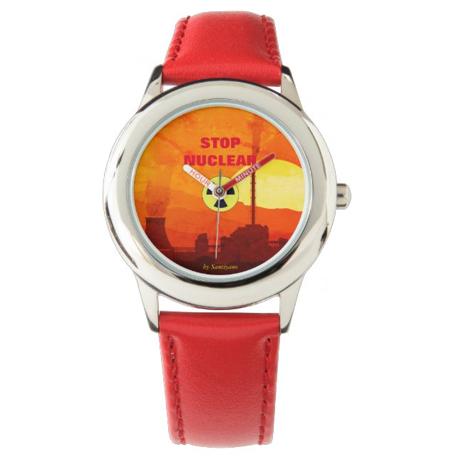 ' Stopp Nuclear'uhr Zazzle - Frau - Kind Armbanduhr (Vorderseite)