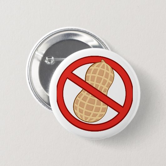 STOPP PEANUTS ALLERGISCHER CARTOON WARNSIGN GRAPHI BUTTON (Vorne & Hinten)