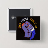 Stopp Police Brutality (Occupy Wall St. Style) Button (Vorne & Hinten)