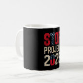 Stopp Project 2025 Trump Biden Vintag Kaffeetasse (Vorderseite Links)