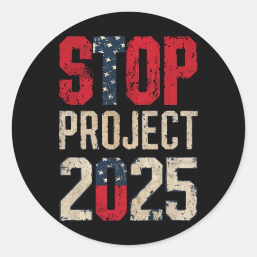 Stopp Project 2025 Trump Biden Vintag Runder Aufkleber (Vorderseite)