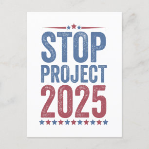 Stopp Project 2025 Trump Harris American Patroitic Feiertagspostkarte