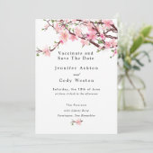 Stopp Quarantäne Vaccinate Cherry Blossom Wedding Save The Date (Stehend Vorderseite)