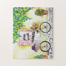 Stopp & Riechen Sie die Rose Wasserfarbe Blume Bik