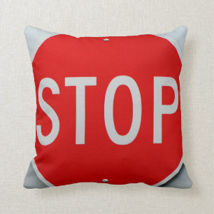 Stopp-Schild Grau Rot und Weiß Kissen