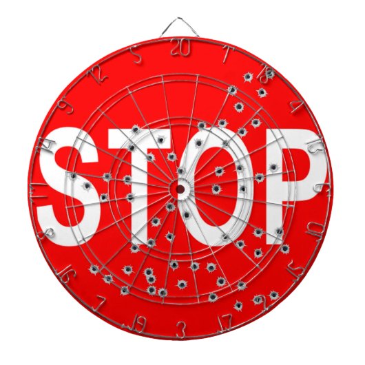 Stopp-Schild mit durchbrochenem Klappbrett Dartscheibe (vorne)