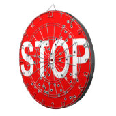 Stopp-Schild mit durchbrochenem Klappbrett Dartscheibe (Vorderseite rechts)