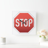 STOPP SIGN QUADRATISCHE WANDUHR (Zuhause)